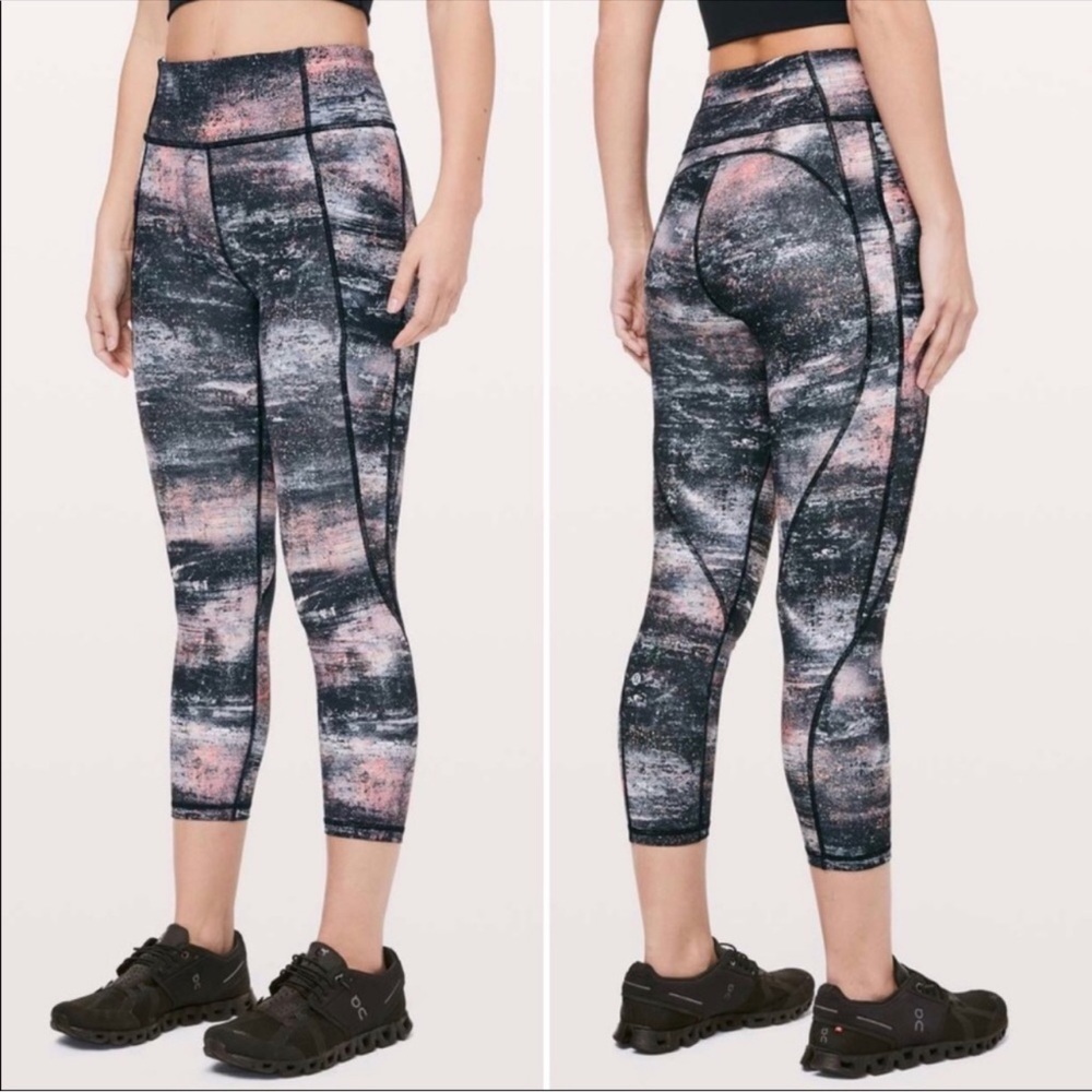 Lululemon NEW Time To Sweat Crop Leggings 23” Azurite Poppy Coral Multi Size 6